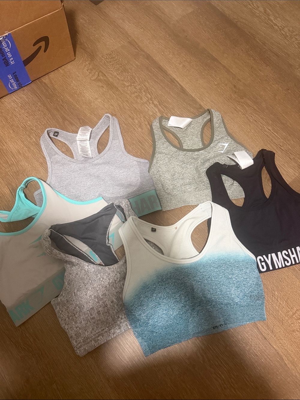Gymshark Teal Ombre and Assorted Women’s Seamless Sports Tops (6-Pack)